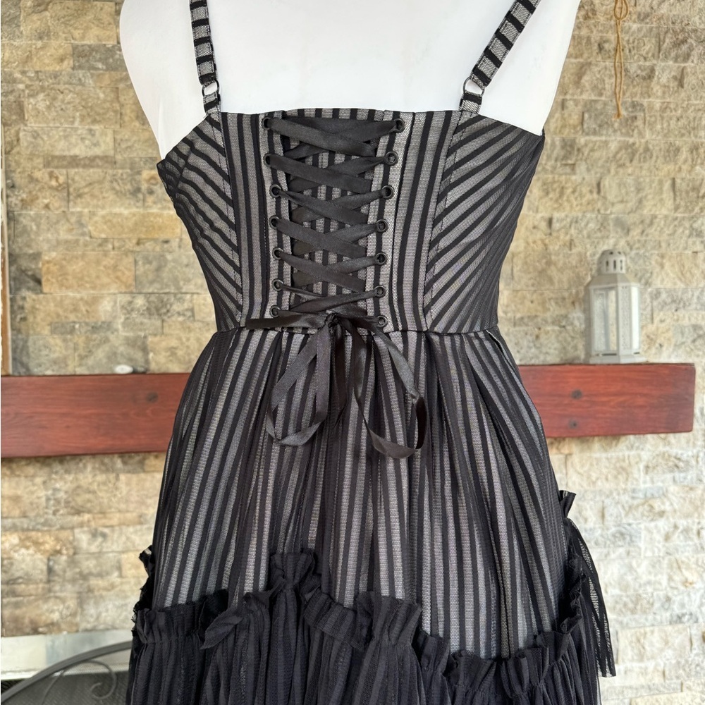 Hot topic Beetlejuice Dress Small Goth Dress Punk Rocker - Picture 7 of 16